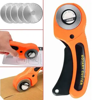 

45mm Rotary Cutter Quilter Sewing Fabric Crafts Cutting Tool W/5PCS Refill Blade Rotary Cutter Alloy Steel+ABS Plastic
