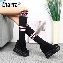 LTARTA/модные полусапожки; зимние вязаные шерстяные обтягивающие сапоги; пикантные Брендовые женские сапоги ZYW-188-2