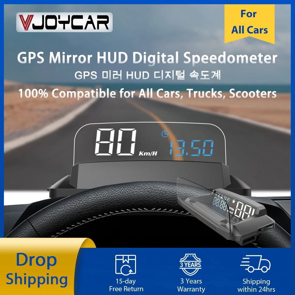 Car GPS Digital Speedometer KMH MPH HUD Automotive Head Up Display
