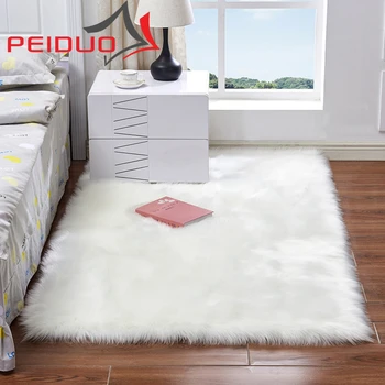 

PEIDUO Fluffy Square Rug Carpets Artificial Fur Water Absorption and Non-slip Modern Mats for Bedroom Living Room Children Room