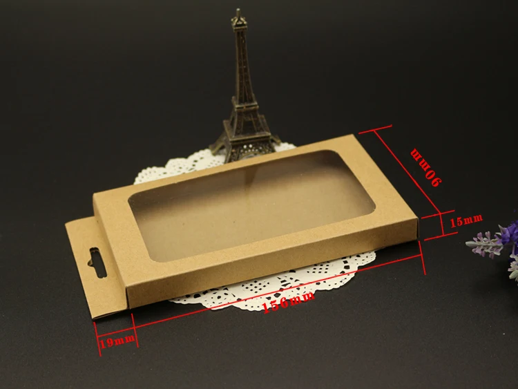 

kraft Cell Phone Case packaging boxes,mobile phone cover packaging Kraft boxes with plastic window jewelry packaging boxes