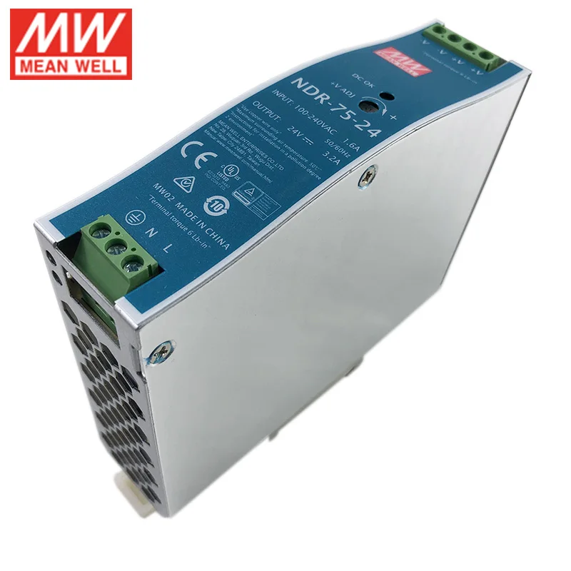 Источник питания MEAN WELL NDR-75-24 75 Вт 24 В на DIN-рейку 110 В/220 переменного тока