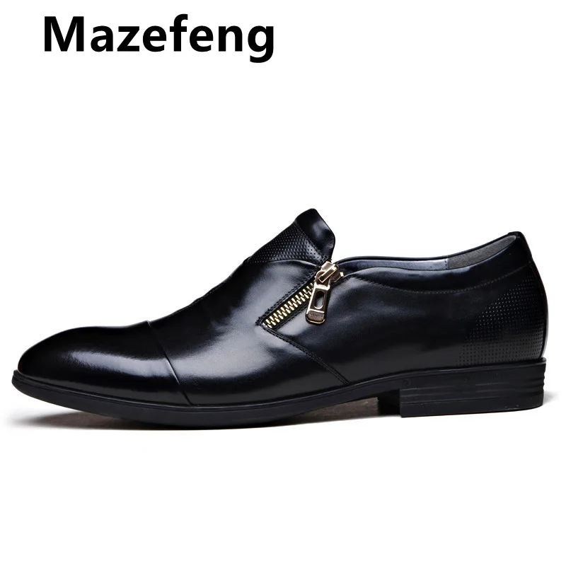 

Мужские классические туфли Mazefeng, деловые туфли без застежек, кожаные туфли, оксфорды, 2021