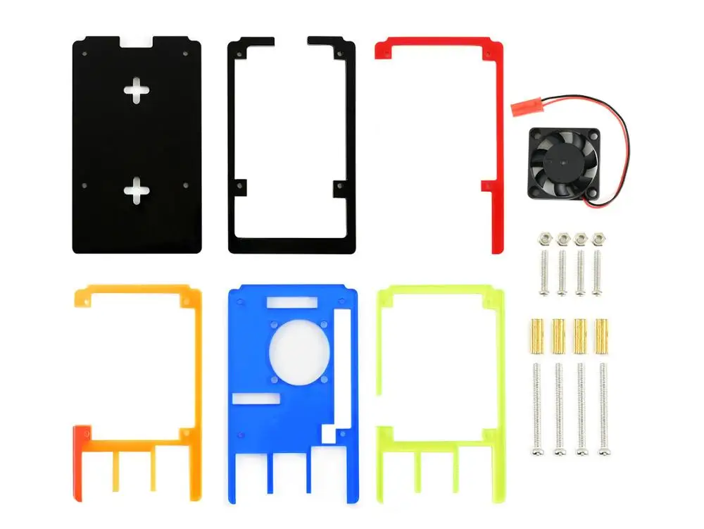 

Waveshare Acrylic Case for Raspberry Pi 4 with Cooling Fan Colorful Rainbow Black/White Color