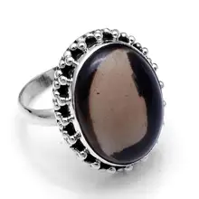 Подлинное кольцо с дымчатым кварцем 925 пробы серебро, США Размер: 7,25, 2SR513