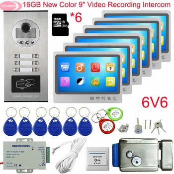 

Doorbell Intercom Video Intercom With Recording + 16GB TF Card 9inch Color Intercom To The Apartments Video Intercom With Lock