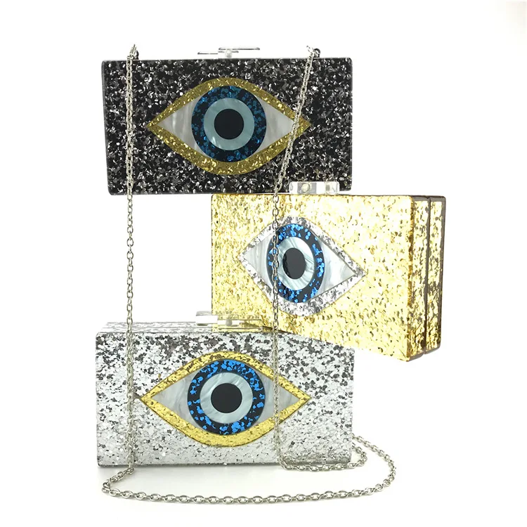 

Personalized Decoration Hand-held Evening Bag Acrylic Eye Box Women's Bag Skewed Mobile Phone Makeup Clutch Evening Bag