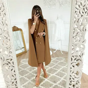 

Elegant OL Women Long Sleeve Double Breasted Waterfall Cardigan Formal Trench Solid Long Coat Duster Lapel Cape Cloak Blazer