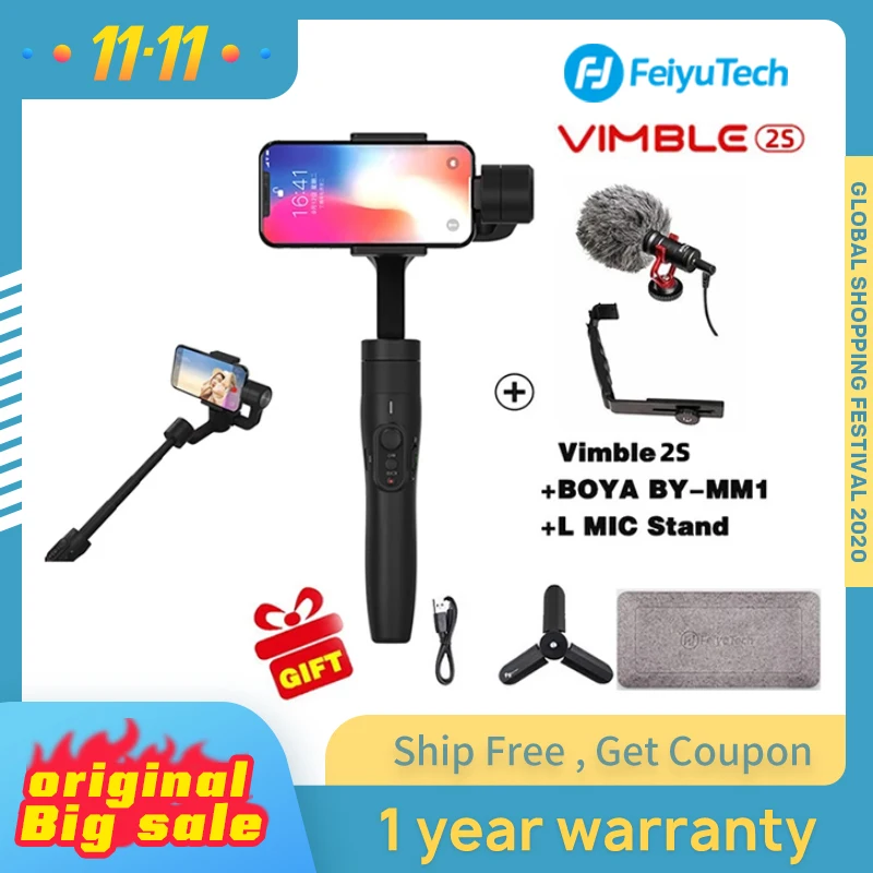 Feiyu tech Vimble 2s Vlog Карманный 3 осевой карданный стабилизатор для смартфона