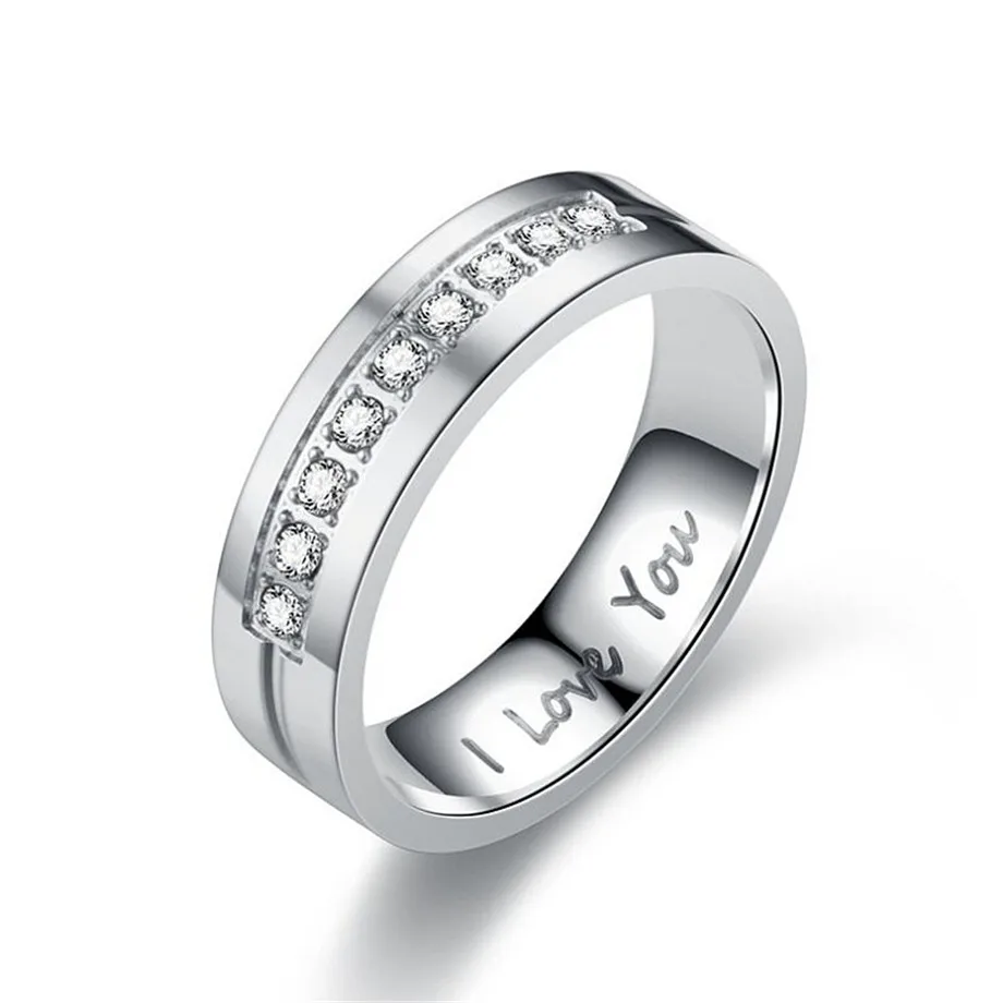 as picture Bling CZ Обручальные кольца для пары золотого цвета из нержавеющей стали 6 мм обручальное юбилейное кольцо женские ювелирные изделия подарок - Цвет основного камня: as picture