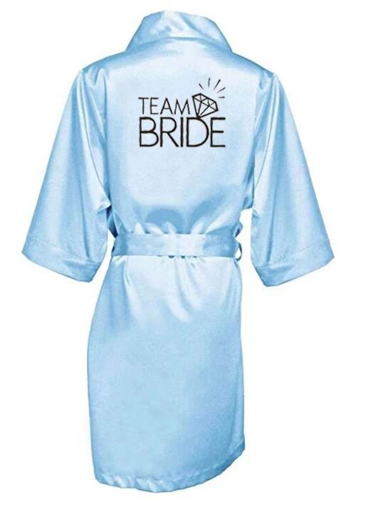 Wedding Party Team Bride Robe Kimono Satin Pajamas Robe bridesmaid robe with black letters bathrobe bride robes