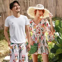 Купальники для пар комплект бикини пуш-ап новые женские бандажные стринги и мужские купальные пляжный купальник 3 шт./компл