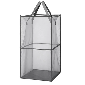 

2 Layer ped Up Collapsible Mesh Laundry Hamper Dirty Laundry Sorter Mesh Basket with Handles