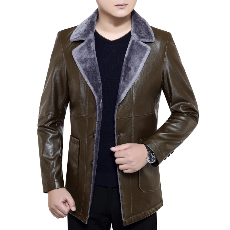 

Winter Men Coat Fashion Brand Clothing Fleece Lined Thick Warm Woolen Overcoat Male Wool Blend Men's Coat17-24