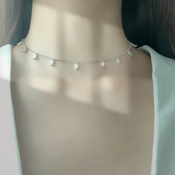 

Trendy Dainty Choker Mirco Pave Marquise Charm Stackable Necklace With gold color filled for girlfriend Wife gift 1895