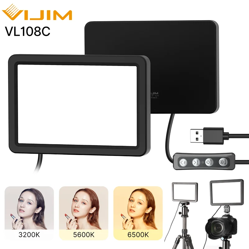 VIJIM VL108C LED Video Lighting Panel 3200K-6500K Photography Lighting For Live Stream Photo Studio Lamp Universal Plug - ANKUX Tech Co., Ltd