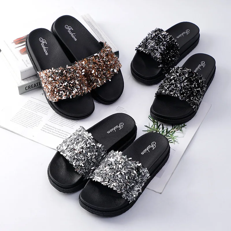

Summer New Style Semi-high Heeled Thick Bottomed Soft Anti-slip Sandals Women's Outdoor Wear-Style Massage A- line Sandals Batch