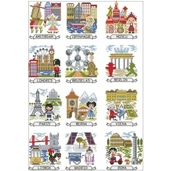 

European travel map patterns Counted Cross Stitch 11CT 14CT 18CT DIY Cross Stitch Kits Embroidery Needlework Sets home decor