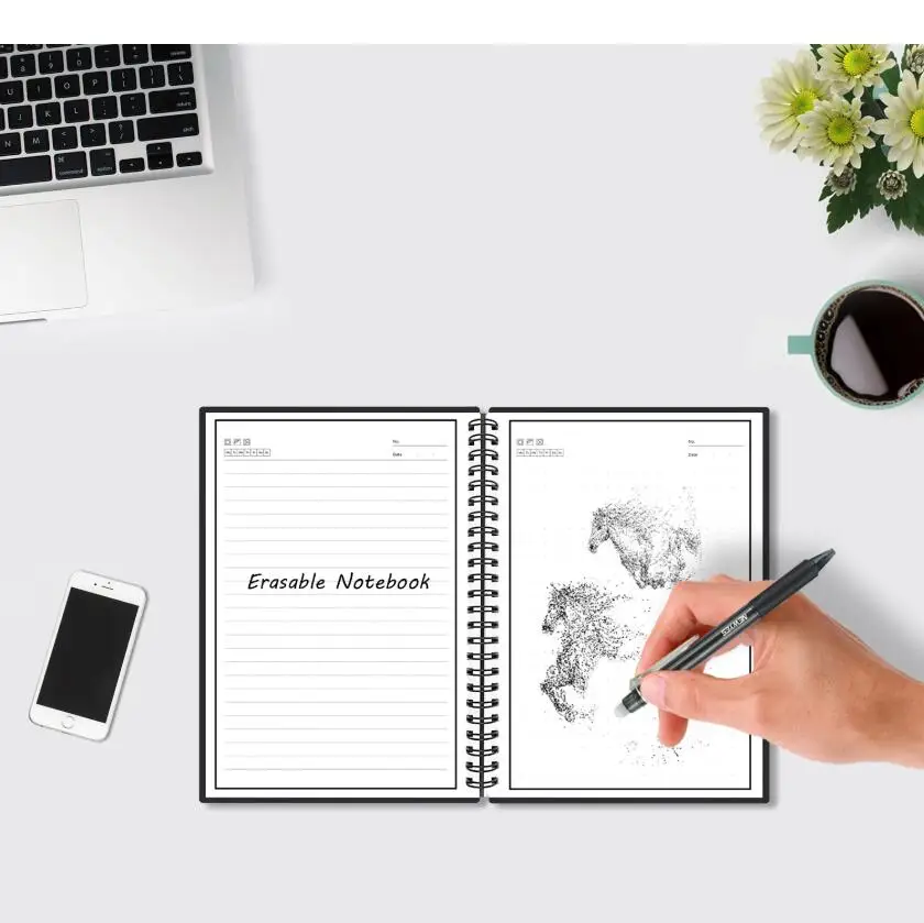 Erasable Notebook Pen 0.5mm Gel Black Red Ink Refill