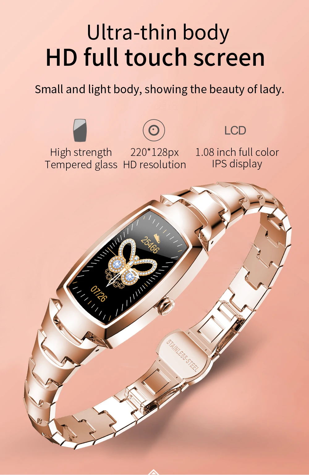 2021 H8 and H8 pro Women Smartwatch Heart Rate Monitor Blood Pressure Smart watch Band  Fitness Tracker lady bracelet Wristband