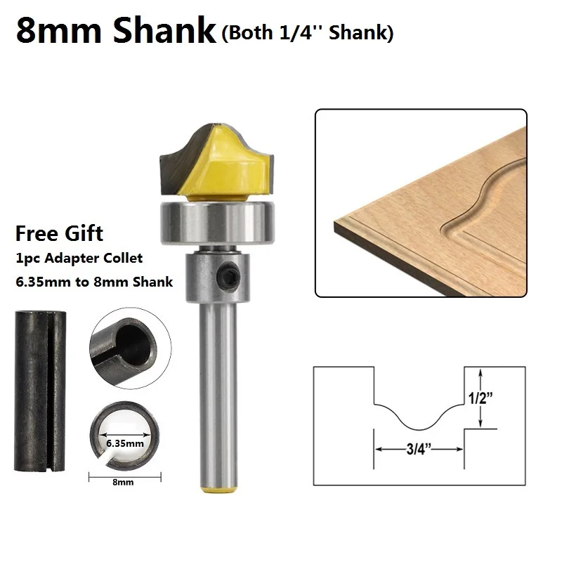 1 шт. 1/4 ''1/2'' 8 мм хвостовик 3/4 ''диаметр искусственная панель Ogee паз маршрутизатор бит двери фреза Карбид Концевая мельница Дерево Фрезерный бит - Длина режущей кромки: 8mm Shank