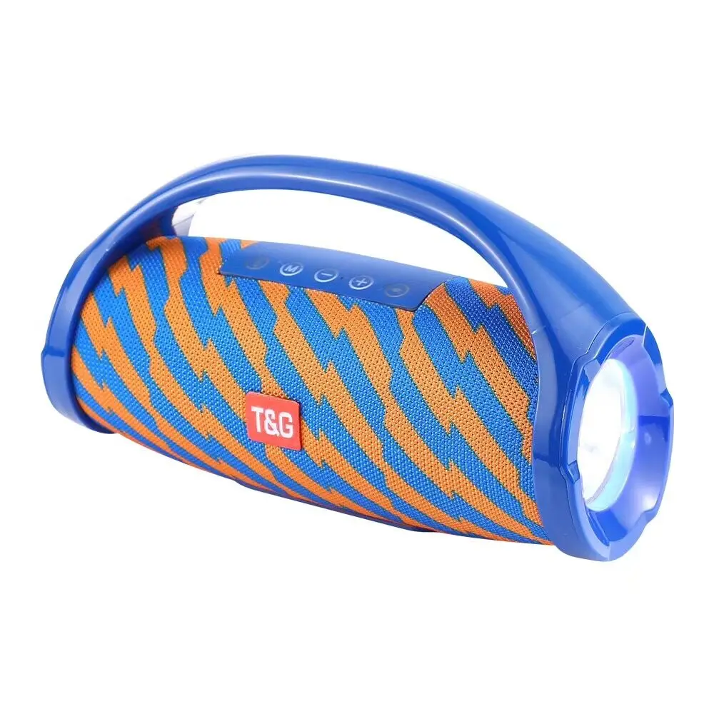 Портативный Открытый водонепроницаемый стерео 3D сабвуферный микрофон с Блютуз беспроводной динамик с светодиодный фонарик освещение TF карта - Цвет: TG136 Orange blue