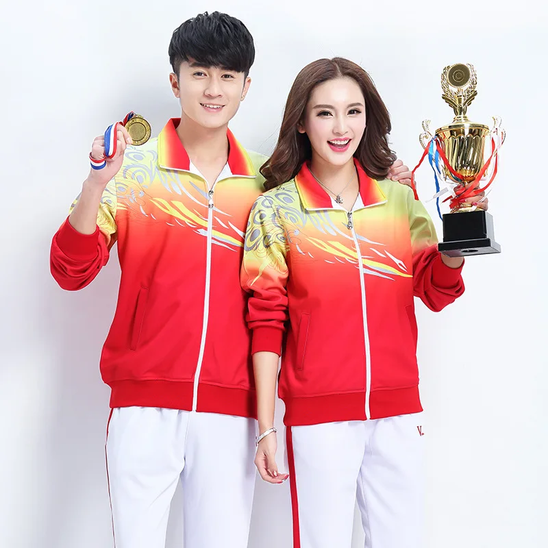 

Spring And Autumn Sports Set Couple's Men And Women Running Square Dance Fitness Exercise Large Size Color Sports Clothing