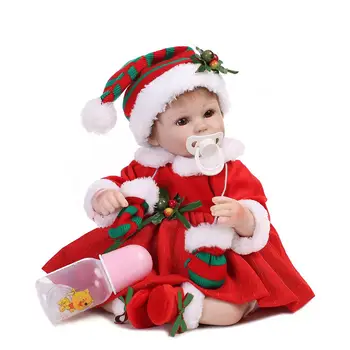 

Non-toxic Environmentally Friendly Can Kiss Bite Reborn Baby Vinyl Silicone Doll Simulation Accompany Toy with Christmas Clothes