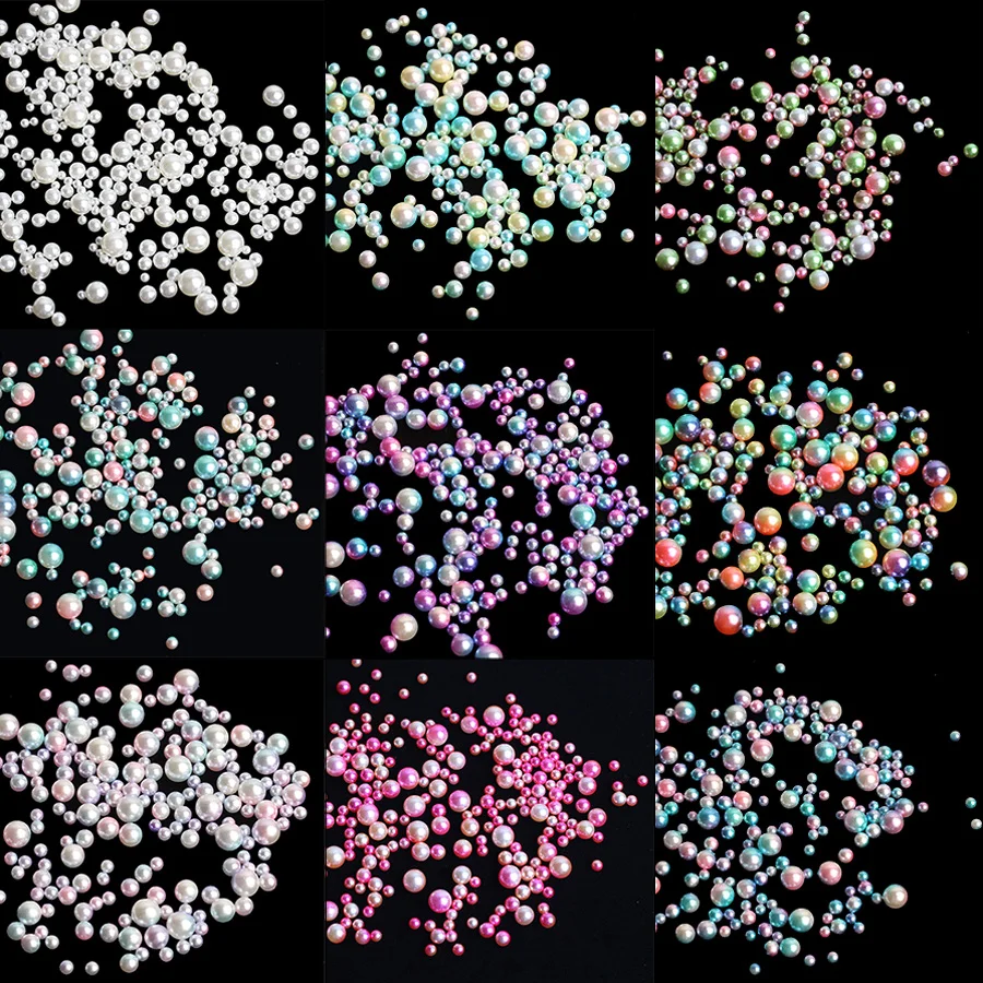 1Box ABS Plastic Imitation Pearl Beads No Hole Mixed Color 8//10 MM