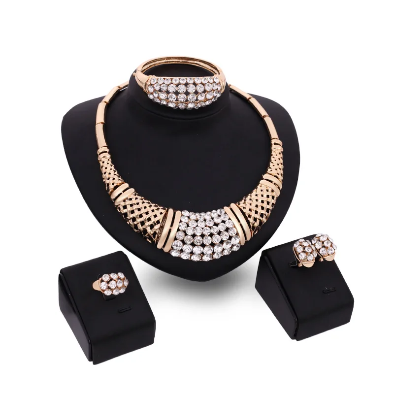 

Europe And America Cross Border Hot Selling Jewelry Set Necklace Earrings Bracelets Ring Four-piece Set Manufacturers Direct Sel
