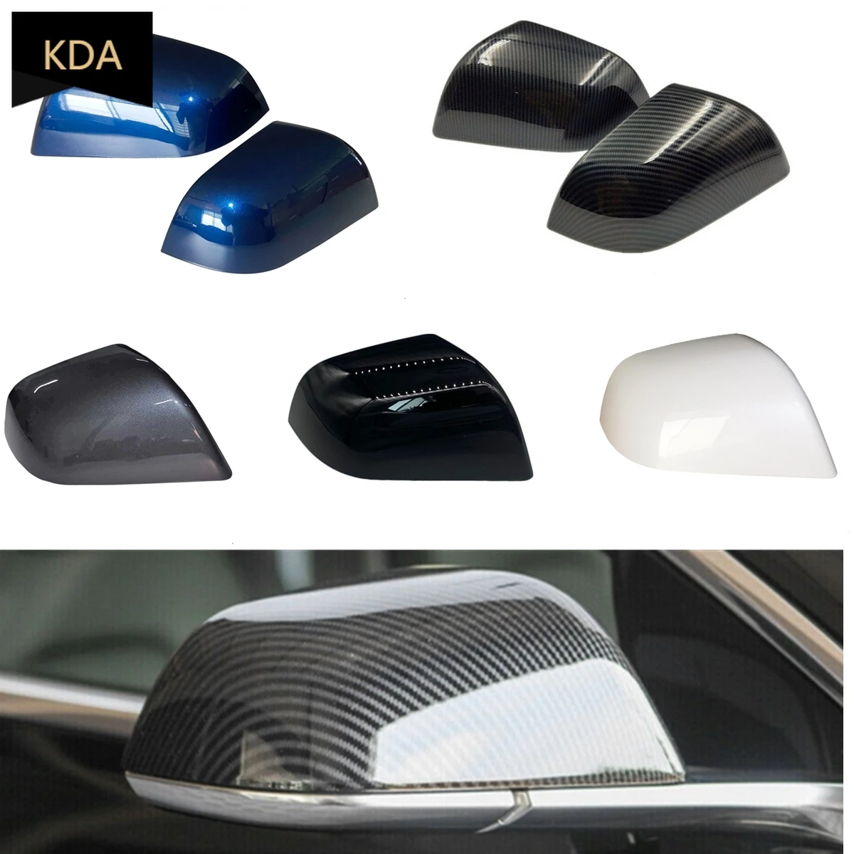 2Pcs Auto Side Rear View Mirror Cover 