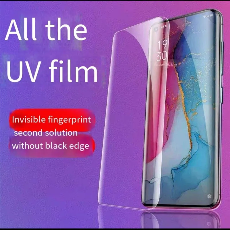 

NIWEISI Suitable for OPPO Reno 3Pro 4Pro UV glue all hot curved glass explosion-proof membrane surface full screen covering all