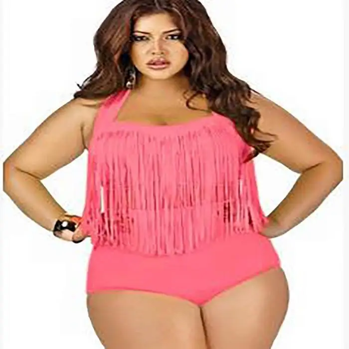 Women Large Size Beachwear Solid Color High All Seasons Casual Beach, Vacation, Swimming Waist Split Swimsuit