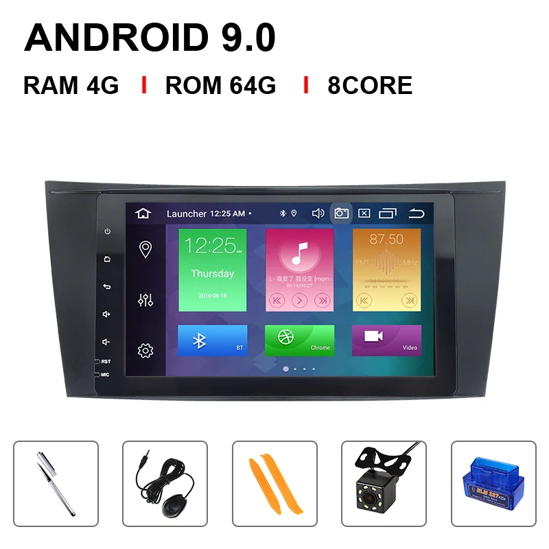 8 Core 64ROM OBD Cam Ips DSP 4G 2 din Android 9,0 автомобильный радиоприемник для Mercedes Benz E-class W211 E200 E220 E300 E350E240 E270 E280CLS класс W219 мультимедиа - Цвет: 8 Core 64ROM OBD Cam