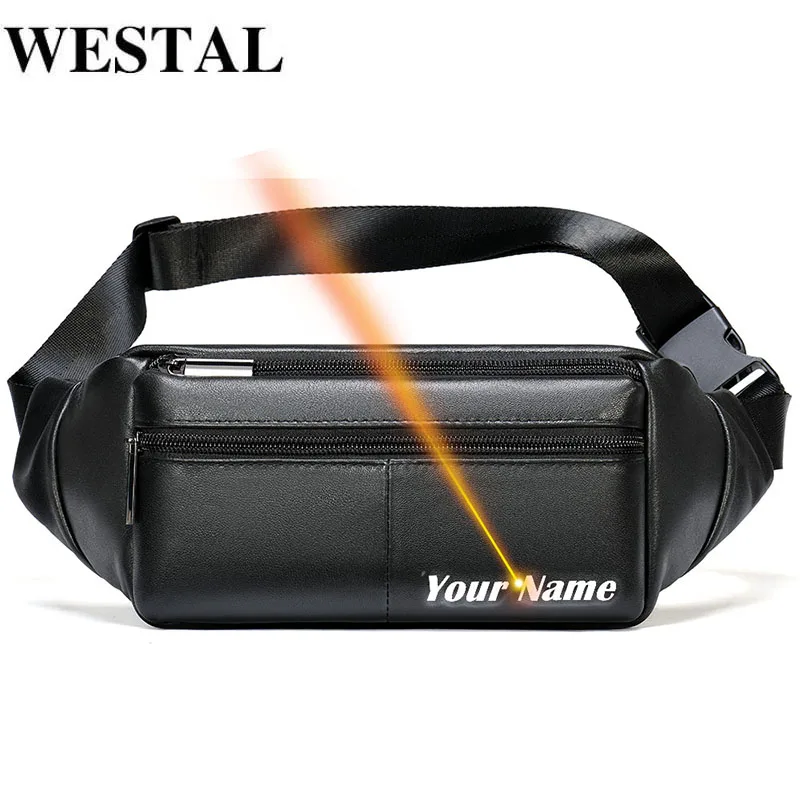 Сумка на пояс WESTAL мужская из натуральной кожи забавная Поясная сумочка для