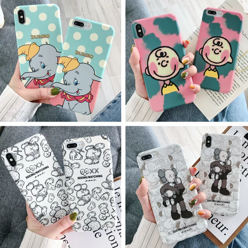 Creative Cartoon Water Sticker PC Case for iPhone11 X XS XR XSMax 8 76 6S PluS Solid Color Soft Shell Drop Protection Back Cover |