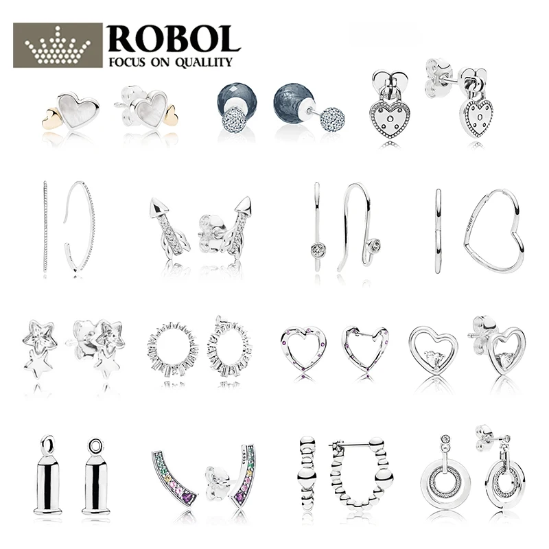 

PDB ED 14 RLLEN 925 Sterling Silver Earringl With Crystal Luxury Earrings For Women Fairy Tale Zircon Feather Pentagram Studs.