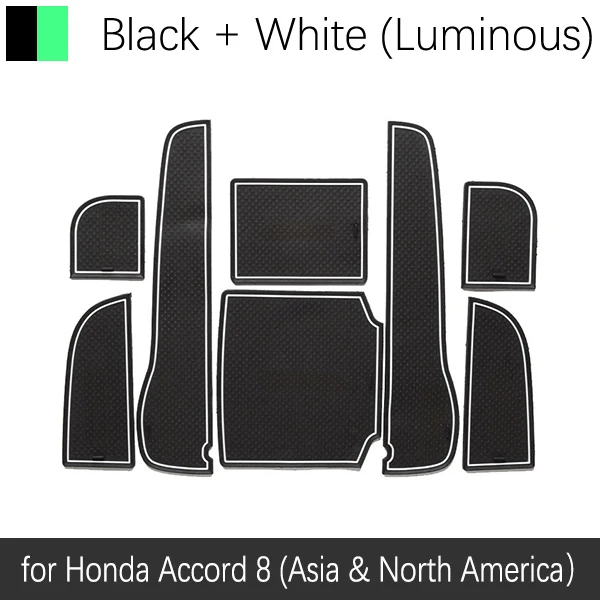 White Luminous Противоскользящие резиновые чашки подушки Салонные подложки для Honda Accord 8 Азия и Америка аккорд 2008~ 2012 2009 2010 2011 8 шт. аксессуары - Название цвета: White Luminous