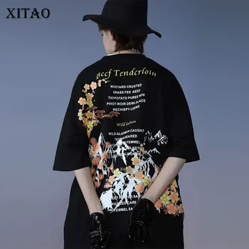 

XITAO Vintage Letter Print Tide T Shirt Women Clothes 2020 Spring Summer New Fashion Loose Plus Size Pullover Tee Top DMY3729