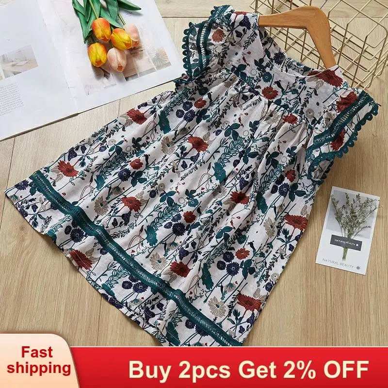 2020 летнее платье для девочек детское пляжное с рукавами-крылышками элегантное