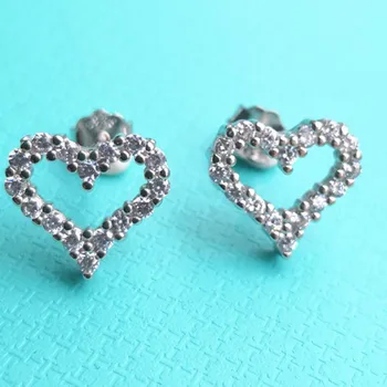 

Ms S925 pure silver classic zircon heart-shaped earrings euramerican popularity woman holiday gifts