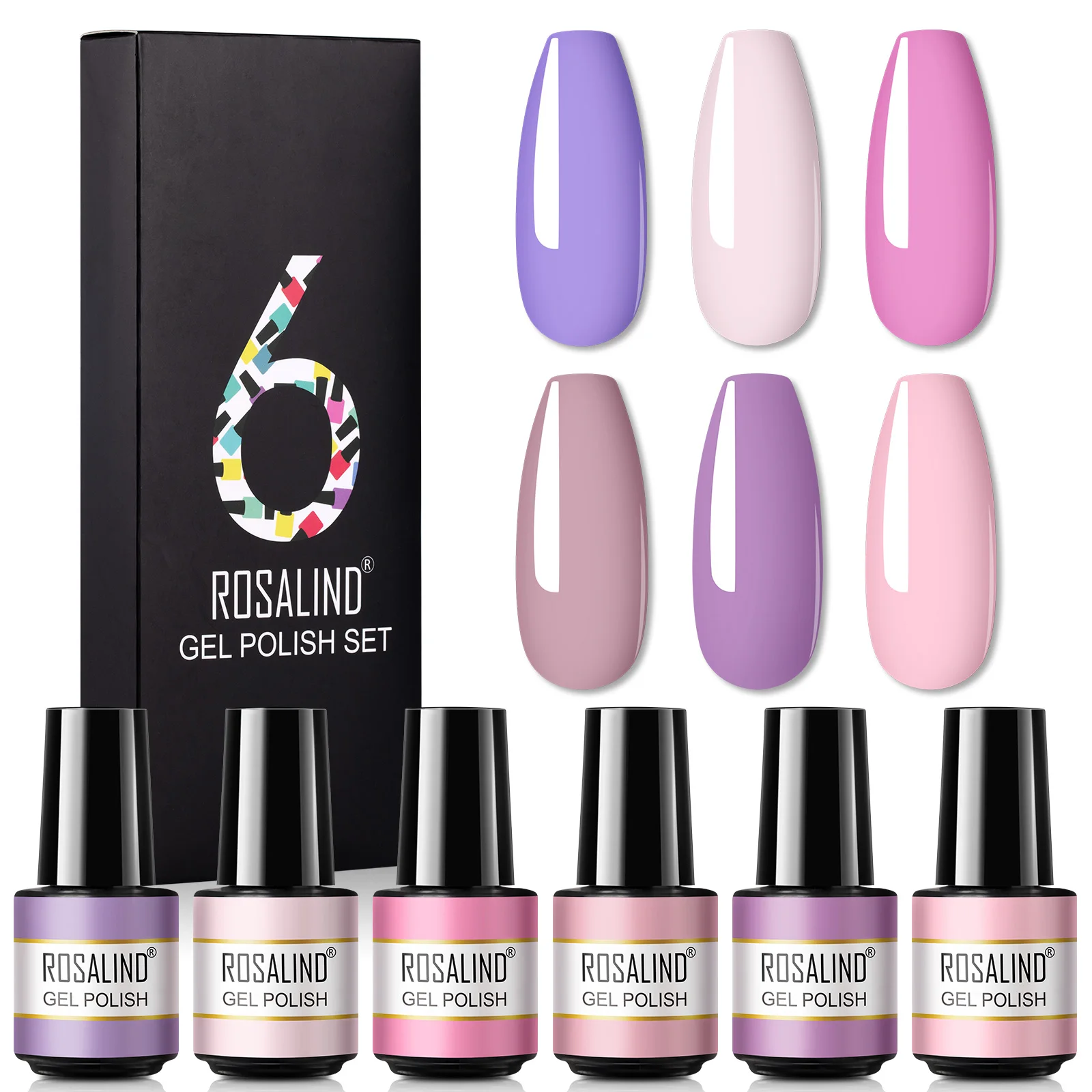 ROSALIND 2/6/12/24PCS Gel Nail Polish Set 80Colors Semi Permanent Hybrid Gel Varnish Base Top Coat Soak Off UV LED For Nail Art 3