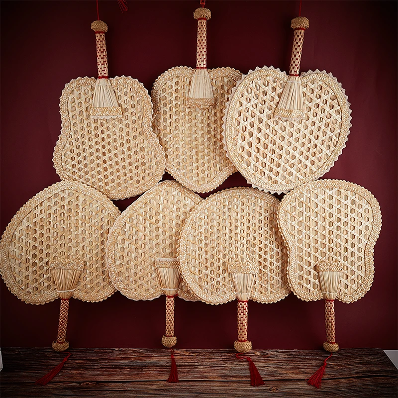 Hand Fan Natural Environmentally Old Summer Hand-Woven Straw Hand Fan Decorative