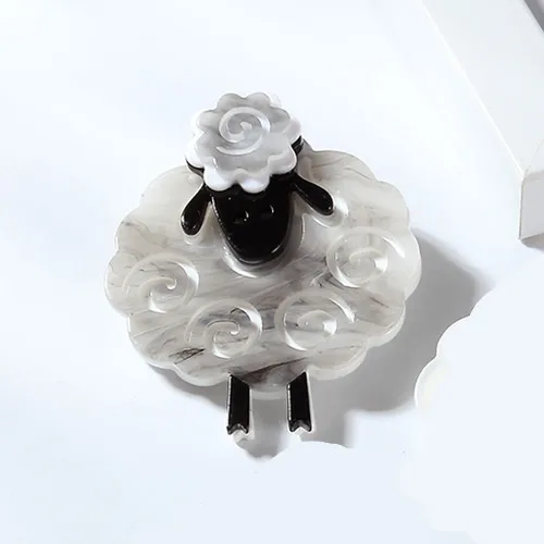 New White Acrylic Cute Sheep Brooches For Women Child Gifts Animal Party Brooch Badge Lapel Pins Bag Scarf Buckle Accessories Grey
