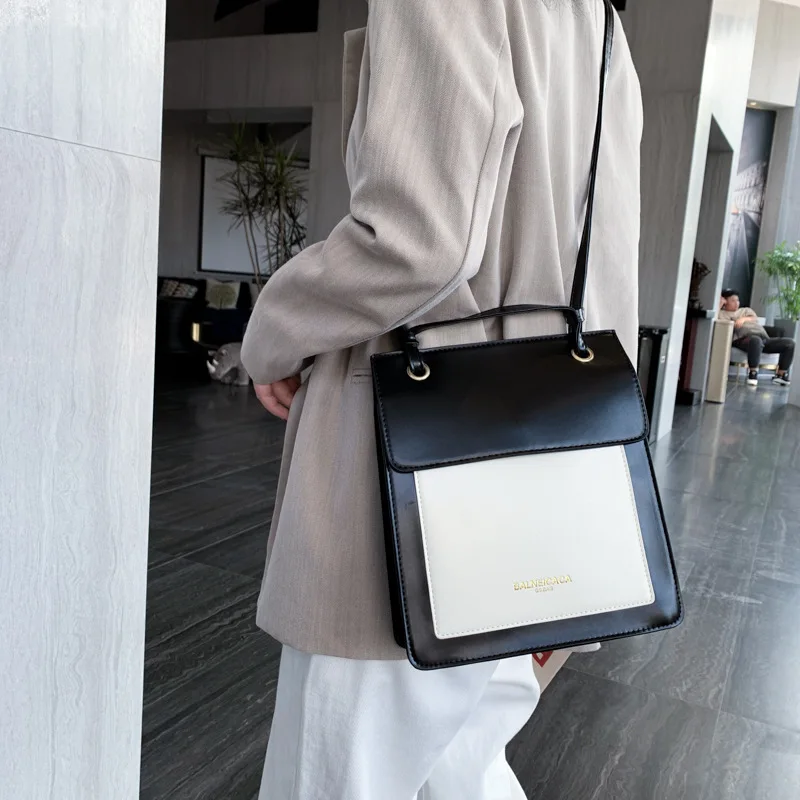 

Textured Shoulder Bag Bag Women's 2019 New Style Fashion Korean-style PU Handbag Versitile Fashion Contrast Color Hand Shoulder