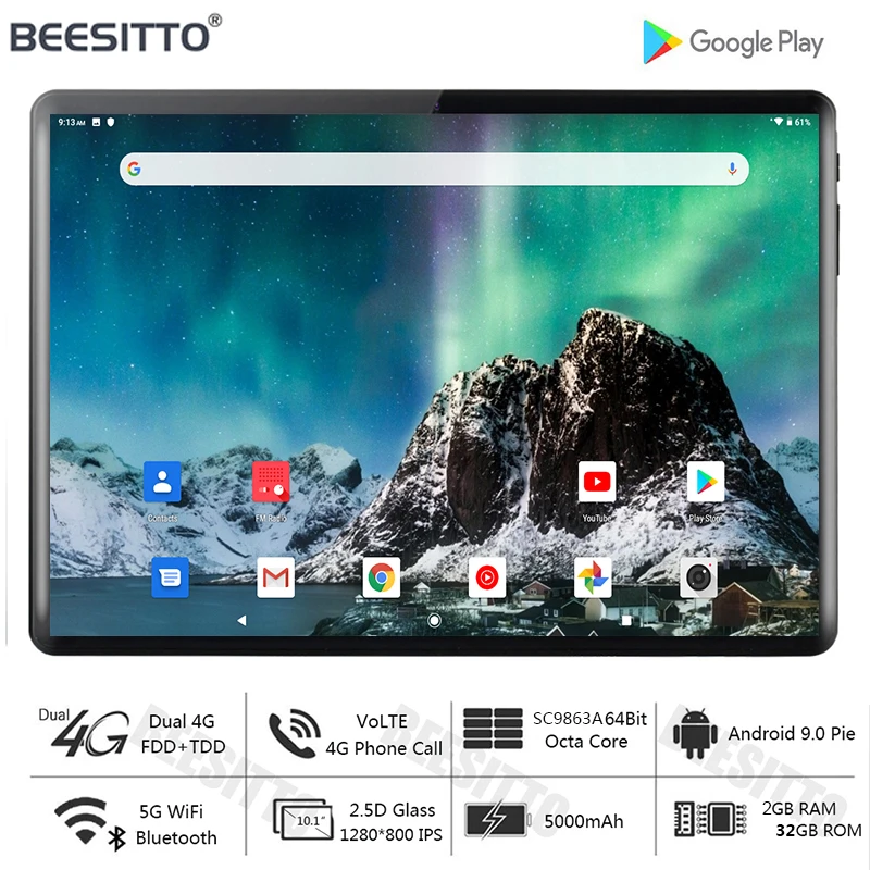 Newest Google Android Tablet 10 inch Octa Core 2GB RAM 32GB Storage 9.0 Pie 4G LTE Network 5G WiFi 1280x800 IPS Screen | Компьютеры и