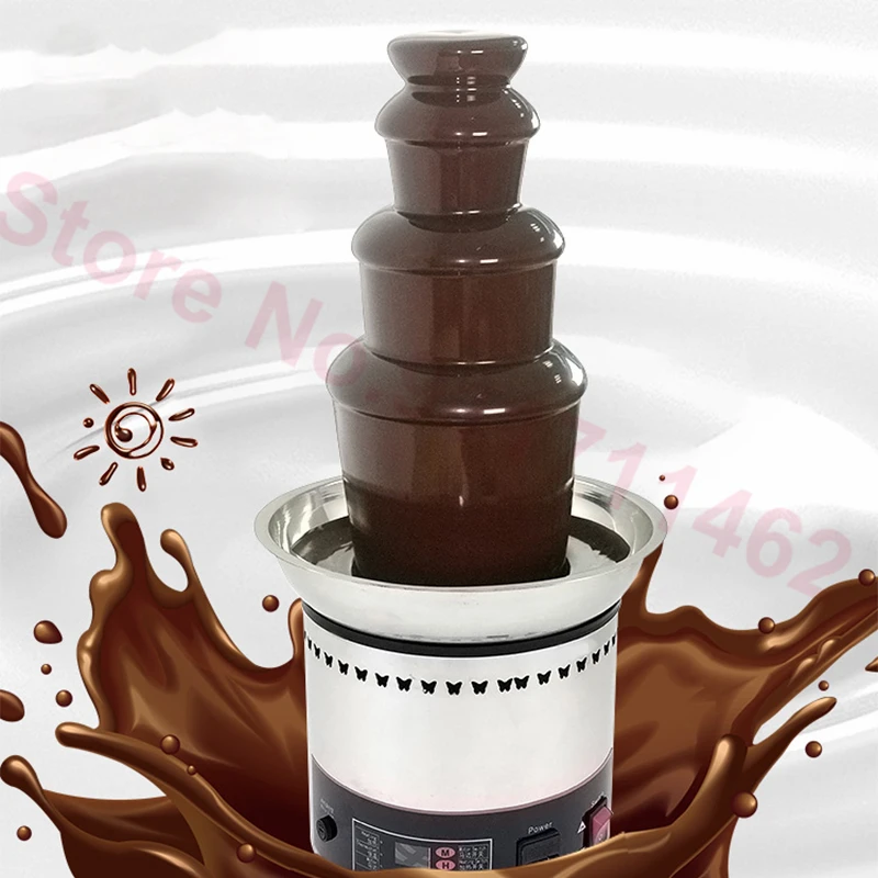 4 Tiers Chocolate Fountain Creative Stainless Steel Chocolate Waterfall Machine Melting Warming