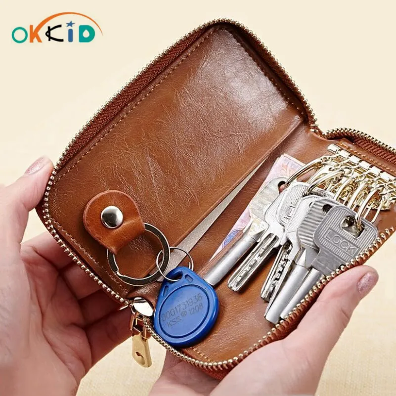 Кошелек для ключей из натуральной кожи маленький Органайзер Чехол мужчин брелок