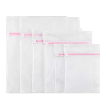 

Set of 6 Mesh Laundry Bags, Reusable Mesh Zippered Laundry Washing Bags Large Mesh and Fine Mesh for Machine Washing Lingerie, T