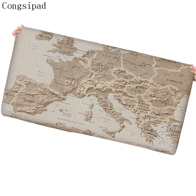 Shop 600x300/800x300/900x400mm White World Map Locking Edge Mouse Pad Gamer Large Size Computer Keyboard Mat Table |